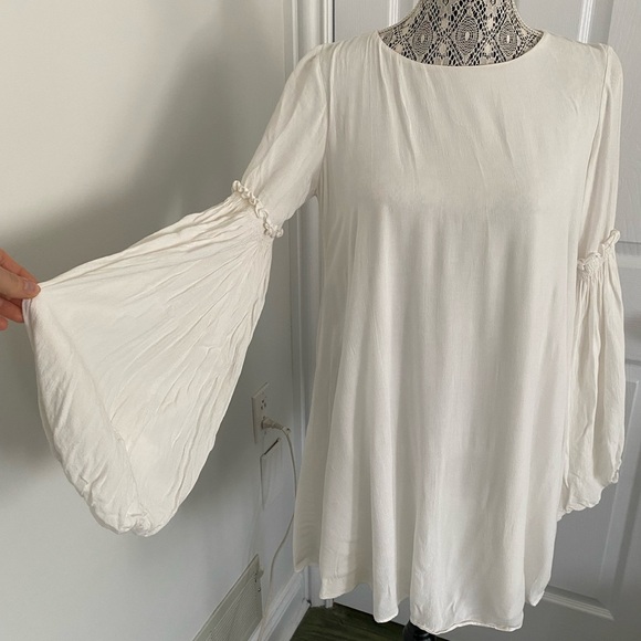 Zara white bell sleeve shirt dress size S worn twice - Picture 2 of 4
